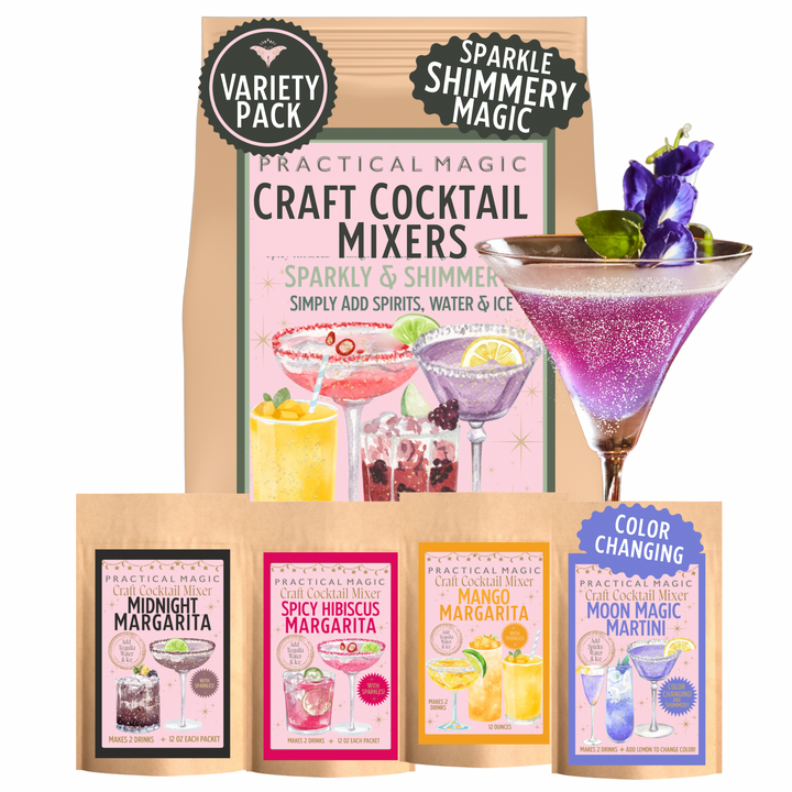 Instant Cocktail / Mocktail Mixer Variety Pack - 16 Drinks, Midnight Margarita, Moon Magic, Spicy Marg & Mango Marg