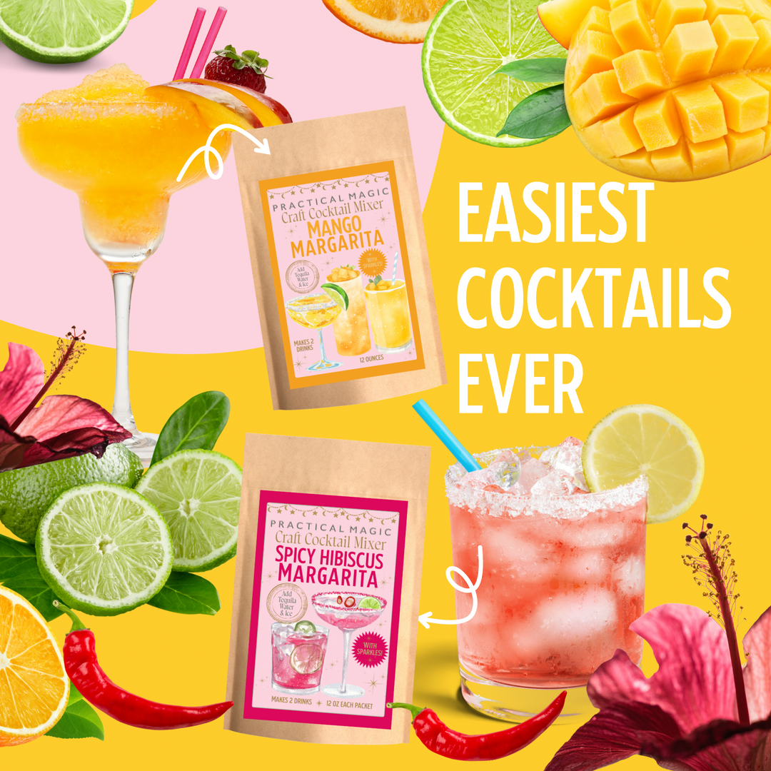 Instant Cocktail / Mocktail Mixer Variety Pack - 16 Drinks, Midnight Margarita, Moon Magic, Spicy Marg & Mango Marg