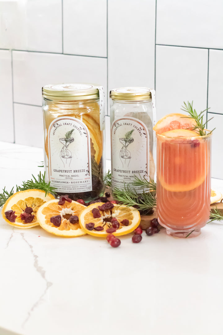 Grapefruit Breeze Elderflower & Rosemary Craft Cocktail or Mocktail Kit w/ Recipe Booklet